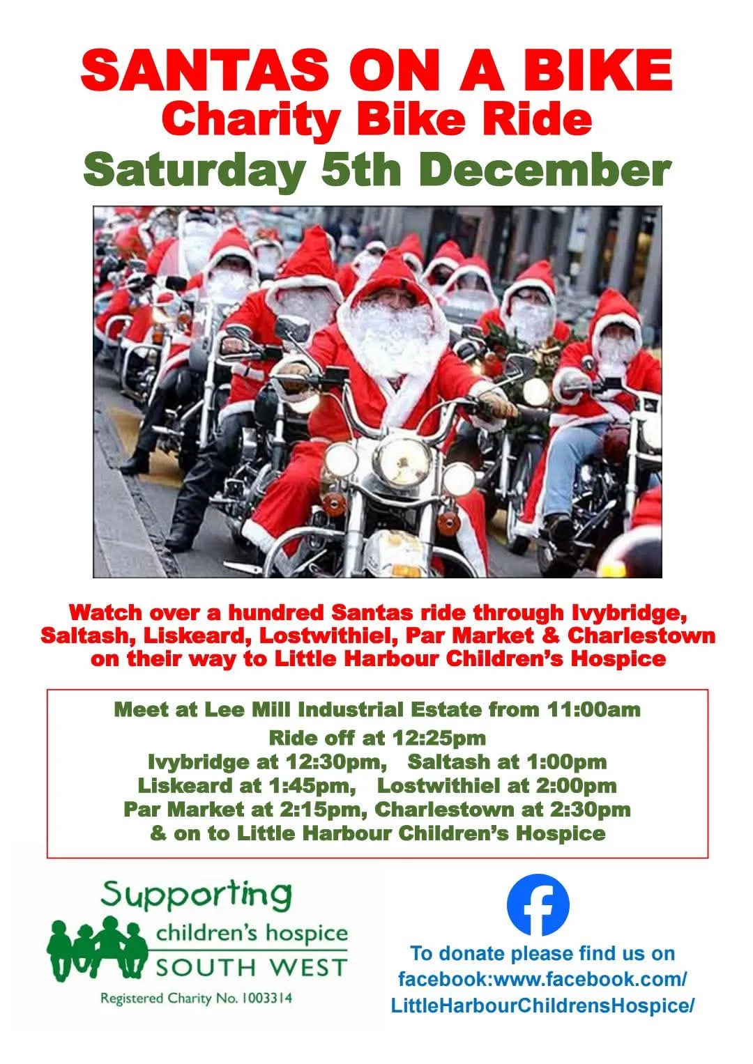 Santa's on a Bike Plymouth ride 2026 poster