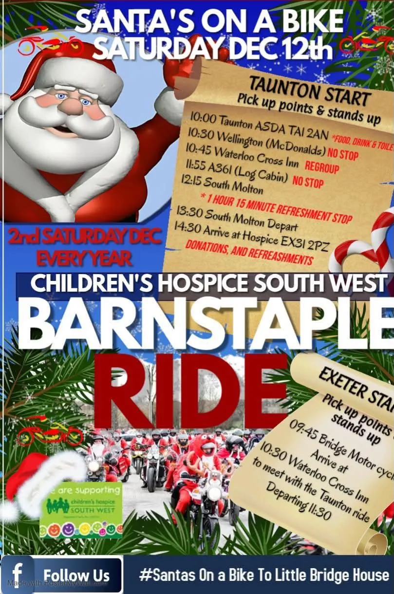 Santa's on a Bike Barnstaple ride 2026 poster